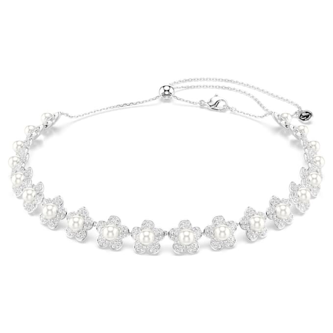 Colier strâns pe gât Ariana Grande X Swarovski cu perle de cristal, tăietură rotundă, alb, placat cu rodiu Colier strâns pe gât Ariana Grande X Swarovski cu perle de cristal, tăietură rotundă, alb, placat cu rodiu