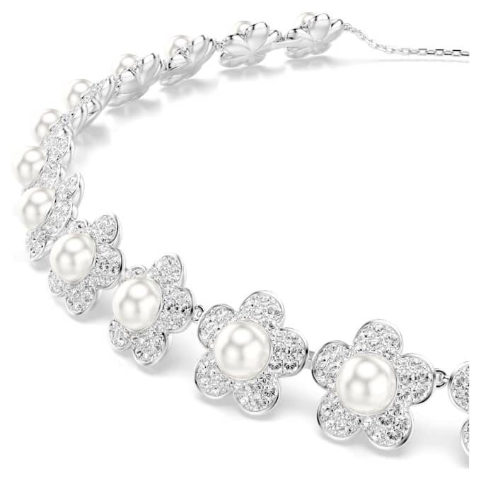 Colier strâns pe gât Ariana Grande X Swarovski cu perle de cristal, tăietură rotundă, alb, placat cu rodiu Colier strâns pe gât Ariana Grande X Swarovski cu perle de cristal, tăietură rotundă, alb, placat cu rodiu