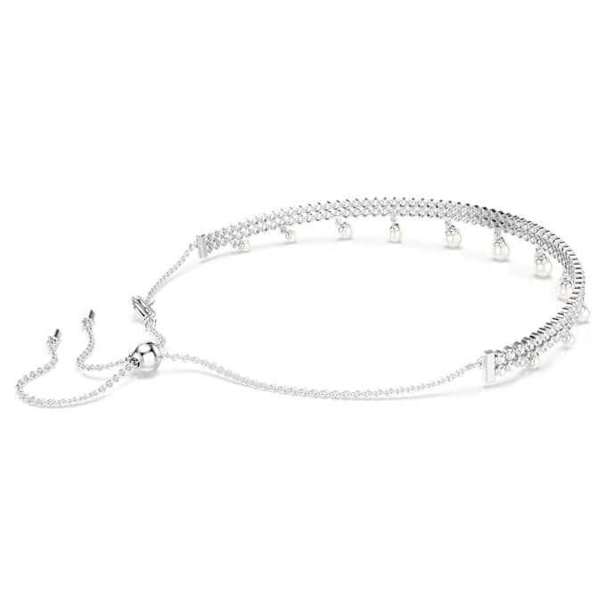 Colier strâns pe gât Ariana Grande X Swarovski cu perle de cristal, tăietură rotundă, alb, placat cu rodiu Colier strâns pe gât Ariana Grande X Swarovski cu perle de cristal, tăietură rotundă, alb, placat cu rodiu