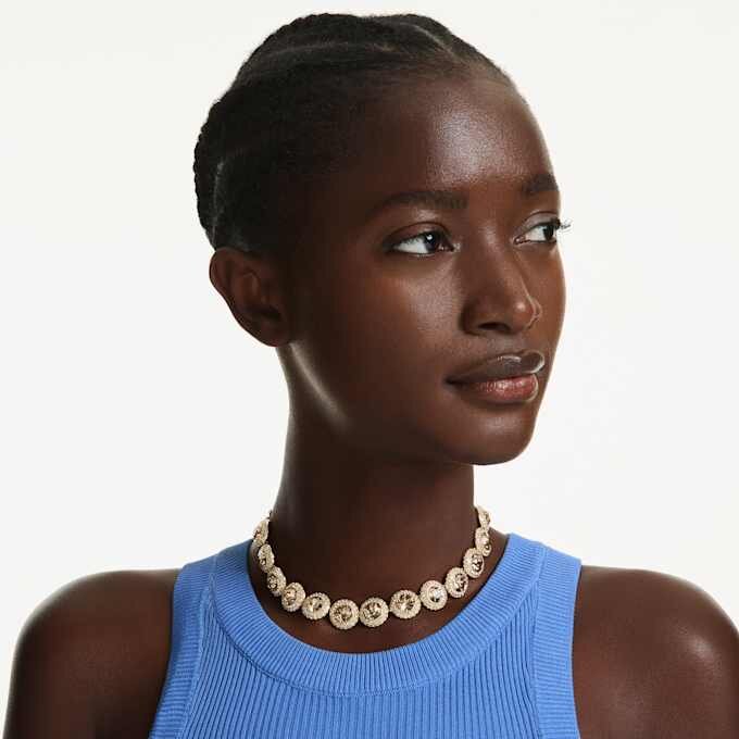 Colier strâns pe gât „Una Angelic” cu tăietură rotundă, caramel, placat în nuanțe aurii Colier strâns pe gât „Una Angelic” cu tăietură rotundă, caramel, placat în nuanțe aurii