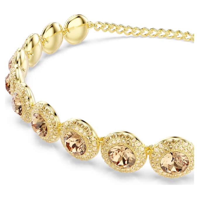 Colier strâns pe gât „Una Angelic” cu tăietură rotundă, caramel, placat în nuanțe aurii Colier strâns pe gât „Una Angelic” cu tăietură rotundă, caramel, placat în nuanțe aurii