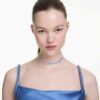 Colier tip choker Matrix cu tăieturi mixte, albastru, placat cu rodiu Colier tip choker Matrix cu tăieturi mixte, albastru, placat cu rodiu