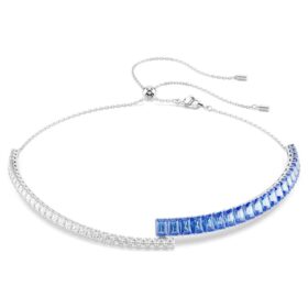 Colier tip choker Matrix cu tăieturi mixte, albastru, placat cu rodiu Colier tip choker Matrix cu tăieturi mixte, albastru, placat cu rodiu
