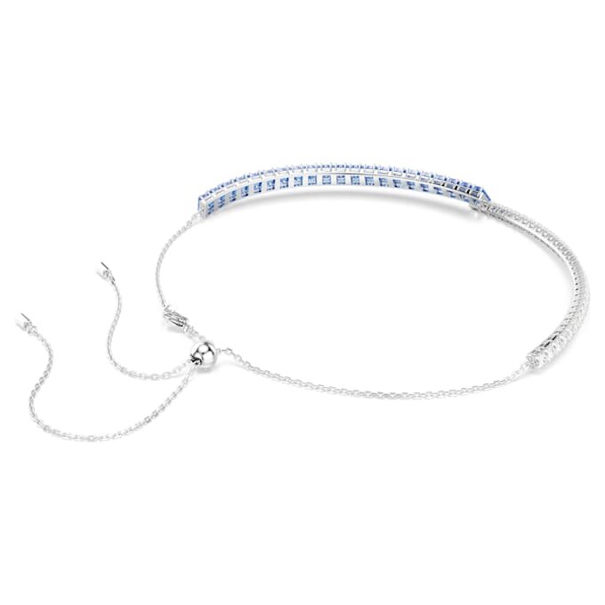Colier tip choker Matrix cu tăieturi mixte, albastru, placat cu rodiu Colier tip choker Matrix cu tăieturi mixte, albastru, placat cu rodiu