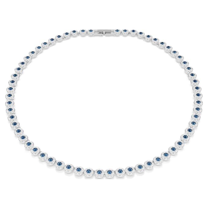 Colier Una Angelic cu cristale rotunde, albastru, placat cu rodiu Colier Una Angelic cu cristale rotunde, albastru, placat cu rodiu
