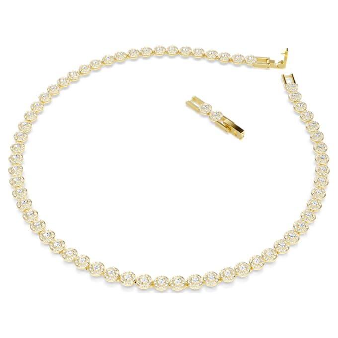 Colier Una Angelic cu tăietură rotundă, mic, alb, placat cu aur Colier Una Angelic cu tăietură rotundă, mic, alb, placat cu aur