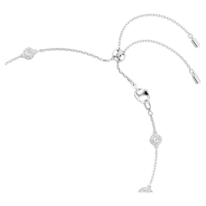 Colier Una Angelic cu tăietură rotundă, motive pe ambele fețe, alb, placat cu rodiu Colier Una Angelic cu tăietură rotundă, motive pe ambele fețe, alb, placat cu rodiu