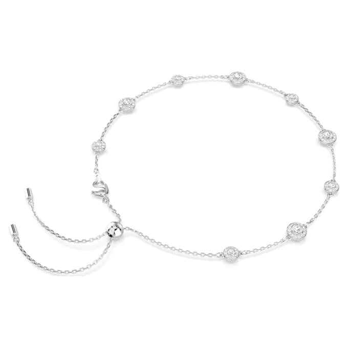 Colier Una Angelic cu tăietură rotundă, motive pe ambele fețe, alb, placat cu rodiu Colier Una Angelic cu tăietură rotundă, motive pe ambele fețe, alb, placat cu rodiu