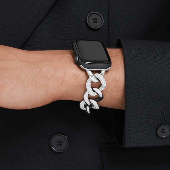 Curea cu lanț pentru Apple Watch® 40 mm și 41 mm, nuanță argintie, oțel inoxidabil Curea cu lanț pentru Apple Watch® 40 mm și 41 mm, nuanță argintie, oțel inoxidabil