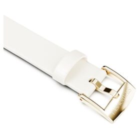 Curea de ceas cu lățimea de 12 mm (0,47″), din piele, albă, cu finisaj auriu-șampanie Curea de ceas cu lățimea de 12 mm (0,47″), din piele, albă, cu finisaj auriu-șampanie