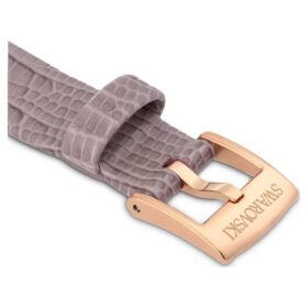 Curea de ceas cu lățimea de 13 mm (0,51″), din piele, gri, finisaj aur roz Curea de ceas cu lățimea de 13 mm (0,51″), din piele, gri, finisaj aur roz