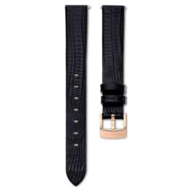 Curea de ceas cu lățimea de 13 mm (0,51″), din piele, neagră, cu finisaj în nuanța aurului roz Curea de ceas cu lățimea de 13 mm (0,51″), din piele, neagră, cu finisaj în nuanța aurului roz
