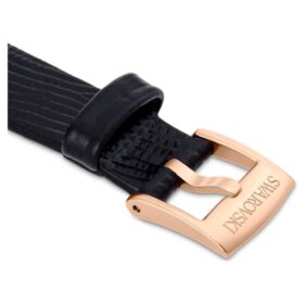 Curea de ceas cu lățimea de 13 mm (0,51″), din piele, neagră, cu finisaj în nuanța aurului roz Curea de ceas cu lățimea de 13 mm (0,51″), din piele, neagră, cu finisaj în nuanța aurului roz