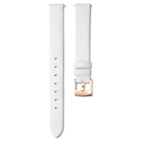Curea de ceas cu lățimea de 14 mm (0,55″), din piele, albă, cu finisaj auriu roz Curea de ceas cu lățimea de 14 mm (0,55″), din piele, albă, cu finisaj auriu roz