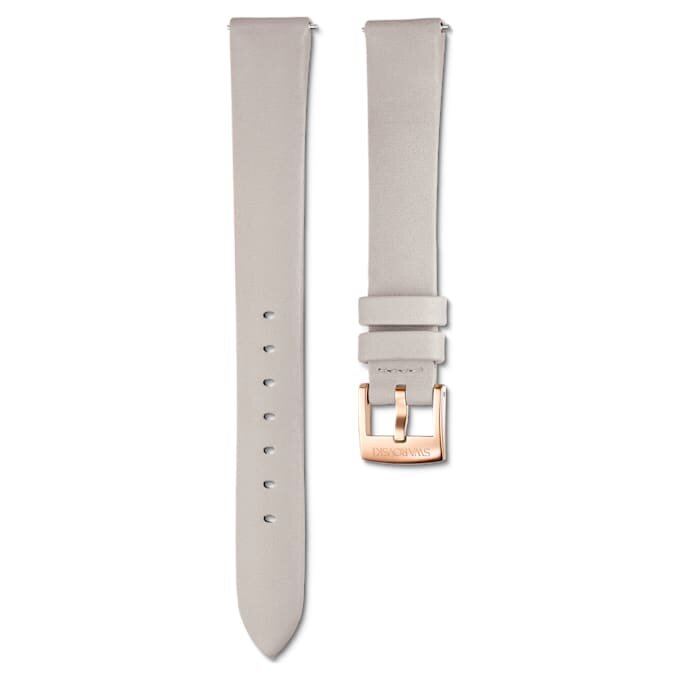 Curea de ceas cu lățimea de 14 mm (0,55″), din piele, gri, cu finisaj în nuanța aurului roz Curea de ceas cu lățimea de 14 mm (0,55″), din piele, gri, cu finisaj în nuanța aurului roz
