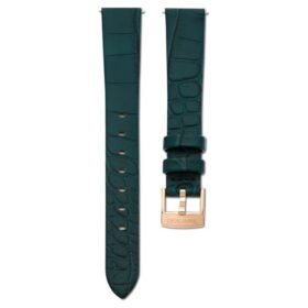 Curea de ceas cu lățimea de 14 mm (0,55″), din piele, verde, finisaj auriu roz