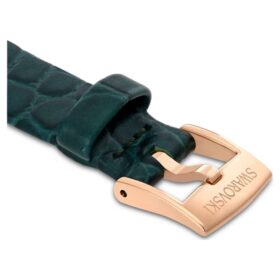 Curea de ceas cu lățimea de 14 mm (0,55″), din piele, verde, finisaj auriu roz