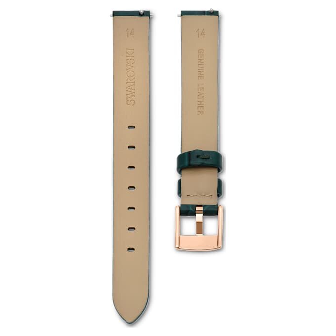 Curea de ceas cu lățimea de 14 mm (0,55″), din piele, verde, finisaj auriu roz Curea de ceas cu lățimea de 14 mm (0,55″), din piele, verde, finisaj auriu roz