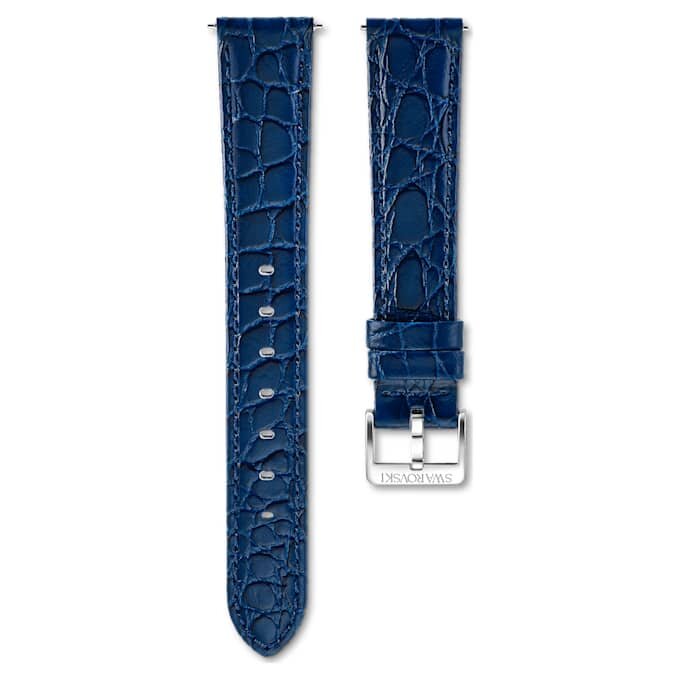 Curea de ceas cu lățimea de 16 mm (0,63″), din piele cu cusături, albastră, oțel inoxidabil Curea de ceas cu lățimea de 16 mm (0,63″), din piele cu cusături, albastră, oțel inoxidabil