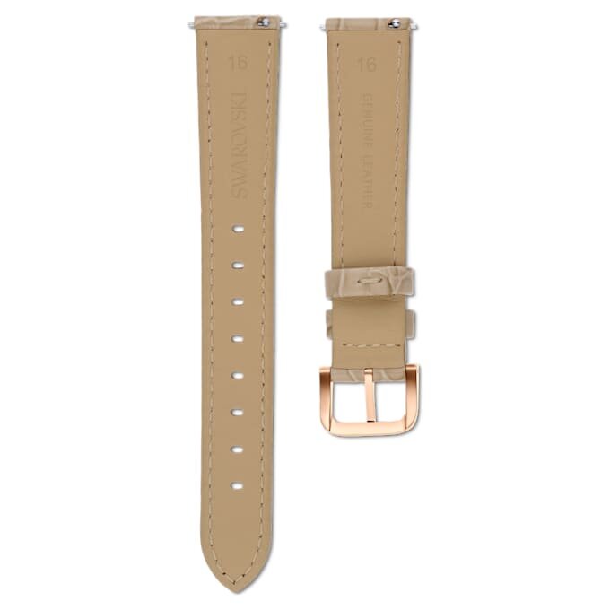 Curea de ceas cu lățimea de 16 mm (0,63″), din piele cu cusături, bej, finisaj aur roz Curea de ceas cu lățimea de 16 mm (0,63″), din piele cu cusături, bej, finisaj aur roz
