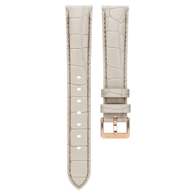 Curea de ceas cu lățimea de 16 mm (0,63″), din piele cu cusături, gri, finisaj aur roz Curea de ceas cu lățimea de 16 mm (0,63″), din piele cu cusături, gri, finisaj aur roz