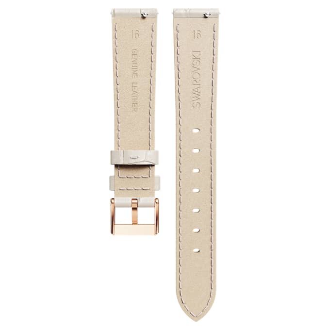 Curea de ceas cu lățimea de 16 mm (0,63″), din piele cu cusături, gri, finisaj aur roz Curea de ceas cu lățimea de 16 mm (0,63″), din piele cu cusături, gri, finisaj aur roz