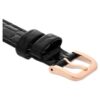 Curea de ceas cu lățimea de 16 mm (0,63″), din piele cu cusături, neagră, cu finisaj auriu roz Curea de ceas cu lățimea de 16 mm (0,63″), din piele cu cusături, neagră, cu finisaj auriu roz