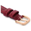 Curea de ceas cu lățimea de 16 mm (0,63″), din piele cu cusături, roșie, finisaj aur roz Curea de ceas cu lățimea de 16 mm (0,63″), din piele cu cusături, roșie, finisaj aur roz