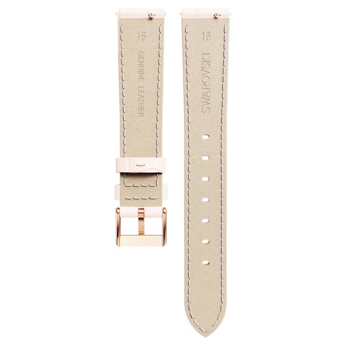 Curea de ceas cu lățimea de 16 mm (0,63″), din piele cu cusături, roz, finisaj auriu roz Curea de ceas cu lățimea de 16 mm (0,63″), din piele cu cusături, roz, finisaj auriu roz
