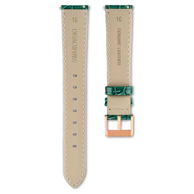 Curea de ceas cu lățimea de 16 mm (0,63″), din piele cu cusături, verde Curea de ceas cu lățimea de 16 mm (0,63″), din piele cu cusături, verde