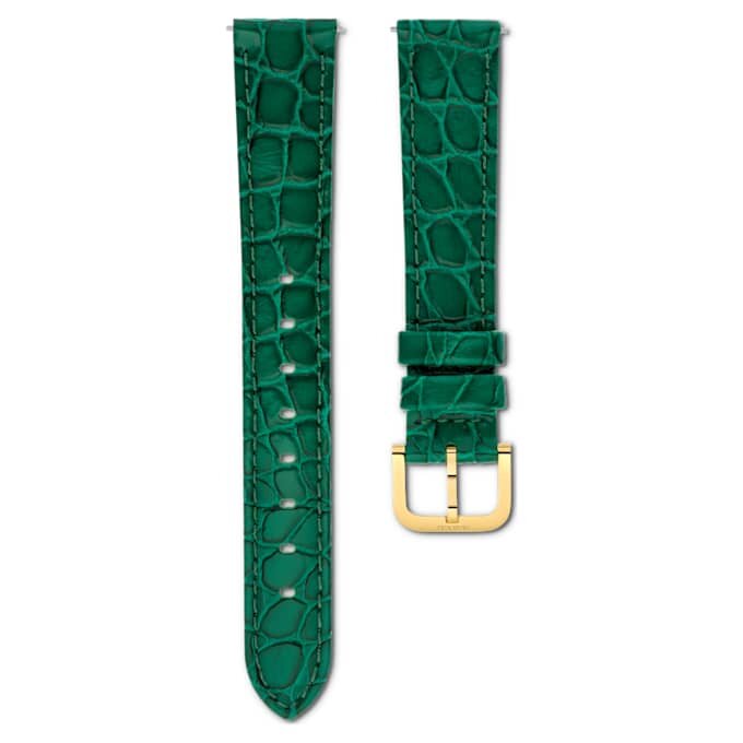 Curea de ceas cu lățimea de 16 mm (0,63″), din piele cu cusături, verde, finisaj auriu Curea de ceas cu lățimea de 16 mm (0,63″), din piele cu cusături, verde, finisaj auriu