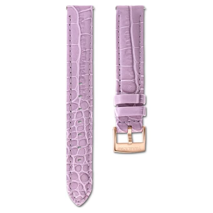 Curea de ceas cu lățimea de 17 mm (0,67″), din piele cu cusături, violetă, finisaj aur roz Curea de ceas cu lățimea de 17 mm (0,67″), din piele cu cusături, violetă, finisaj aur roz