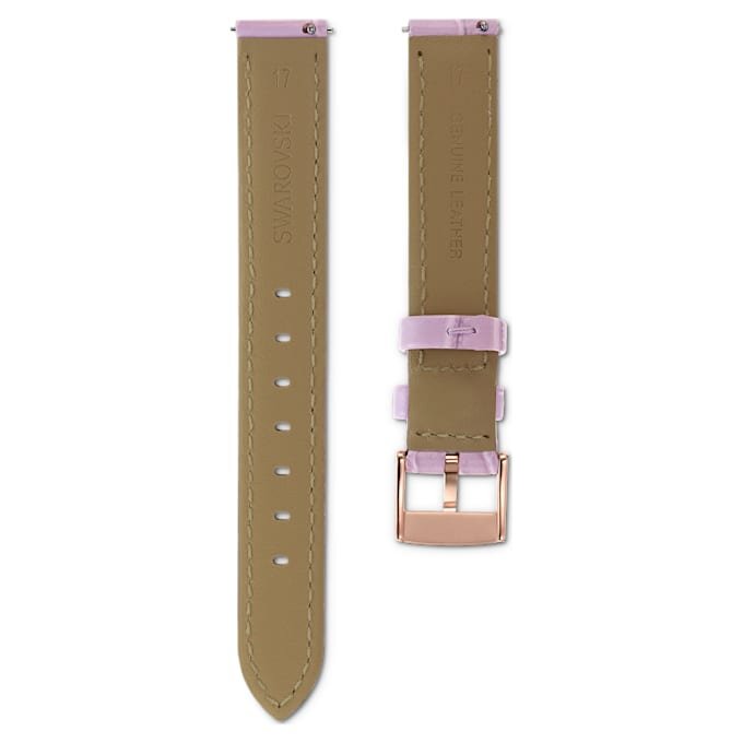 Curea de ceas cu lățimea de 17 mm (0,67″), din piele cu cusături, violetă, finisaj aur roz Curea de ceas cu lățimea de 17 mm (0,67″), din piele cu cusături, violetă, finisaj aur roz