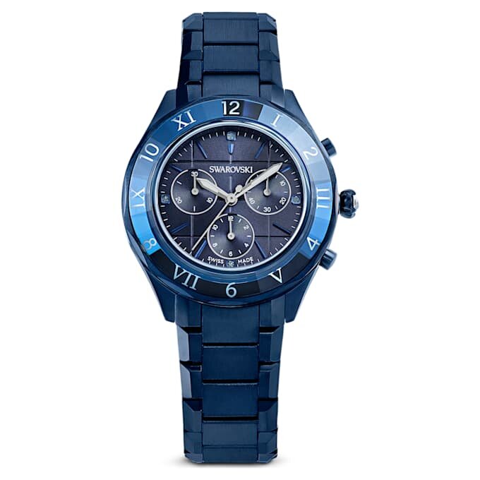 Dextera Chrono 39 mm, fabricat în Elveția, brățară metalică, albastru, finisaj albastru Dextera Chrono 39 mm, fabricat în Elveția, brățară metalică, albastru, finisaj albastru