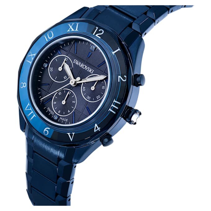 Dextera Chrono 39 mm, fabricat în Elveția, brățară metalică, albastru, finisaj albastru Dextera Chrono 39 mm, fabricat în Elveția, brățară metalică, albastru, finisaj albastru