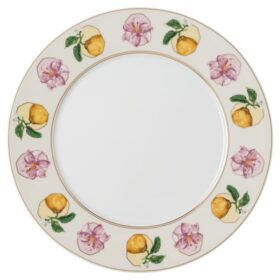 Farfurie de masă Idyllia din porțelan, cu motiv imprimat în cristal, crin și citron, multicoloră