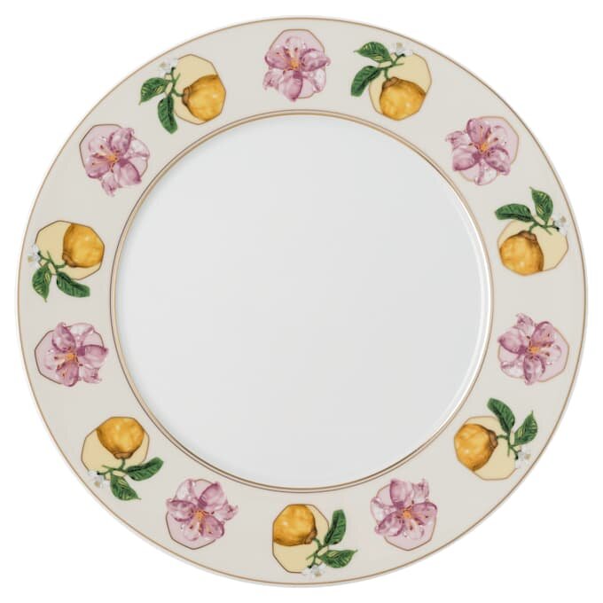 Farfurie de masă Idyllia din porțelan, cu motiv imprimat în cristal, crin și citron, multicoloră Farfurie de masă Idyllia din porțelan, cu motiv imprimat în cristal, crin și citron, multicoloră