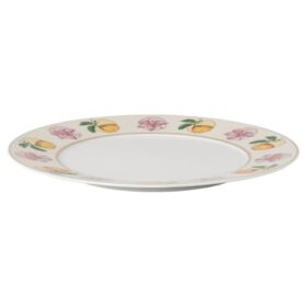 Farfurie de masă Idyllia din porțelan, cu motiv imprimat în cristal, crin și citron, multicoloră