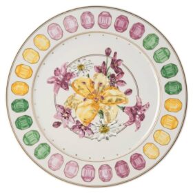 Farfurie de serviciu Idyllia din porțelan, cu motiv imprimat „Crystal”, buchet, multicolor