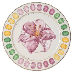 Farfurie de serviciu Idyllia din porțelan, cu motiv imprimat „Crystal”, crin, multicolor