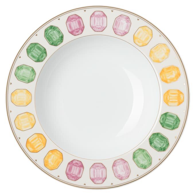 Farfurie de supă Idyllia din porțelan, cu motiv imprimat „Crystal”, pietre prețioase, multicolor Farfurie de supă Idyllia din porțelan, cu motiv imprimat „Crystal”, pietre prețioase, multicolor