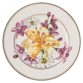 Farfurie pentru pâine Idyllia din porțelan, cu motiv imprimat „Crystal”, „Bouquet”, multicoloră