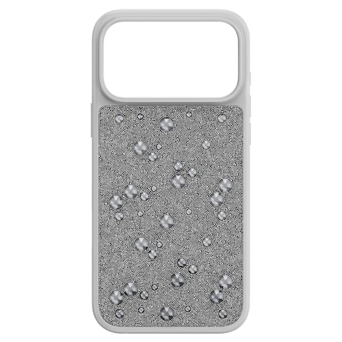 Husă de înaltă calitate pentru smartphone cu cristale cu fața plată, pentru iPhone® 17 Pro Max, nuanță argintie Husă de înaltă calitate pentru smartphone cu cristale cu fața plată, pentru iPhone® 17 Pro Max, nuanță argintie