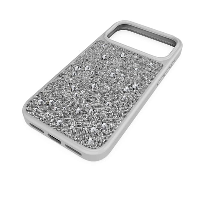 Husă de înaltă calitate pentru smartphone cu cristale cu fața plată, pentru iPhone® 17 Pro Max, nuanță argintie Husă de înaltă calitate pentru smartphone cu cristale cu fața plată, pentru iPhone® 17 Pro Max, nuanță argintie