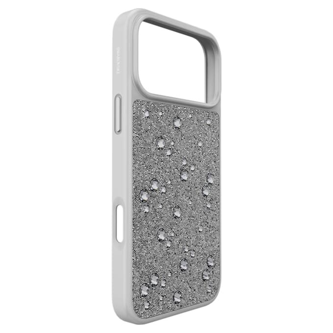 Husă de înaltă calitate pentru smartphone cu cristale cu fața plată, pentru iPhone® 17 Pro Max, nuanță argintie Husă de înaltă calitate pentru smartphone cu cristale cu fața plată, pentru iPhone® 17 Pro Max, nuanță argintie