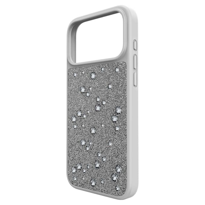 Husă de înaltă calitate pentru smartphone cu cristale cu fața plată, pentru iPhone® 17 Pro Max, nuanță argintie Husă de înaltă calitate pentru smartphone cu cristale cu fața plată, pentru iPhone® 17 Pro Max, nuanță argintie
