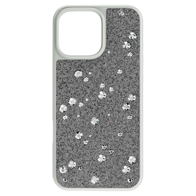 Husă de smartphone cu design cu cristale împrăștiate, pentru iPhone® 16 Pro Max, nuanță argintie Husă de smartphone cu design cu cristale împrăștiate, pentru iPhone® 16 Pro Max, nuanță argintie
