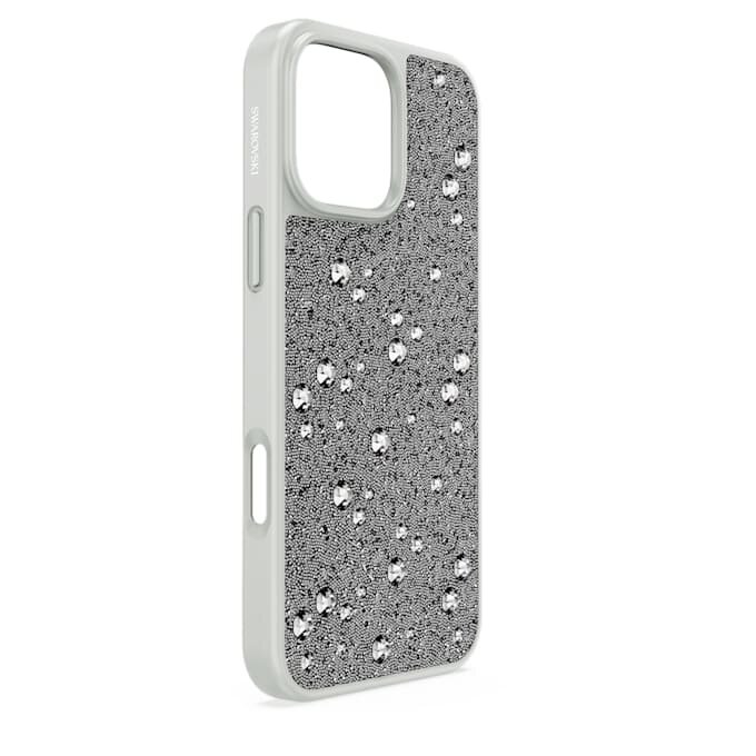 Husă de smartphone cu design cu cristale împrăștiate, pentru iPhone® 16 Pro Max, nuanță argintie Husă de smartphone cu design cu cristale împrăștiate, pentru iPhone® 16 Pro Max, nuanță argintie