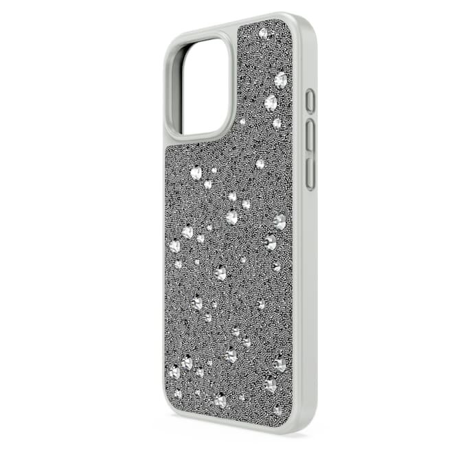 Husă de smartphone cu design cu cristale împrăștiate, pentru iPhone® 16 Pro Max, nuanță argintie Husă de smartphone cu design cu cristale împrăștiate, pentru iPhone® 16 Pro Max, nuanță argintie