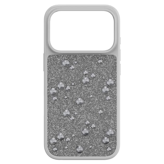 Husă înaltă pentru smartphone cu cristale pe partea din spate, iPhone® 17 Pro, nuanță argintie Husă înaltă pentru smartphone cu cristale pe partea din spate, iPhone® 17 Pro, nuanță argintie
